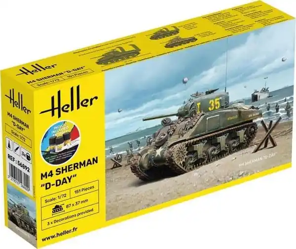Heller STARTER KIT Char M4 Sherman D-Day 1/72 - 56892 Acheter Direct