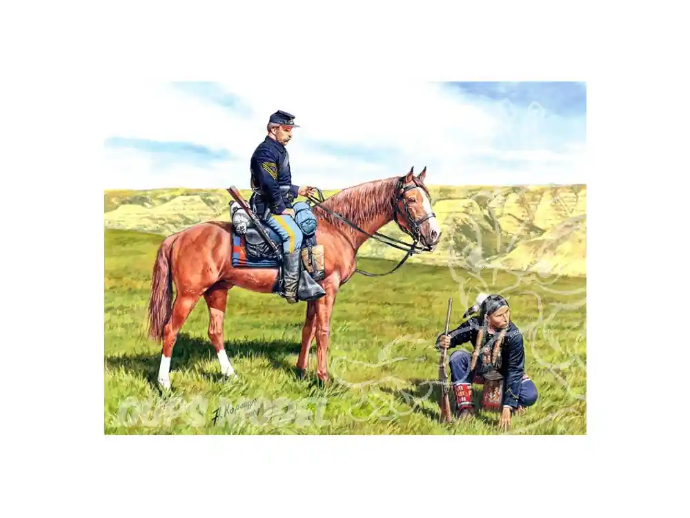 Master Box maquette militaire 3549 US CAVALRY et SCOUT INDIEN (2 Cavaliers) 1864 1/35 Meilleur Prix