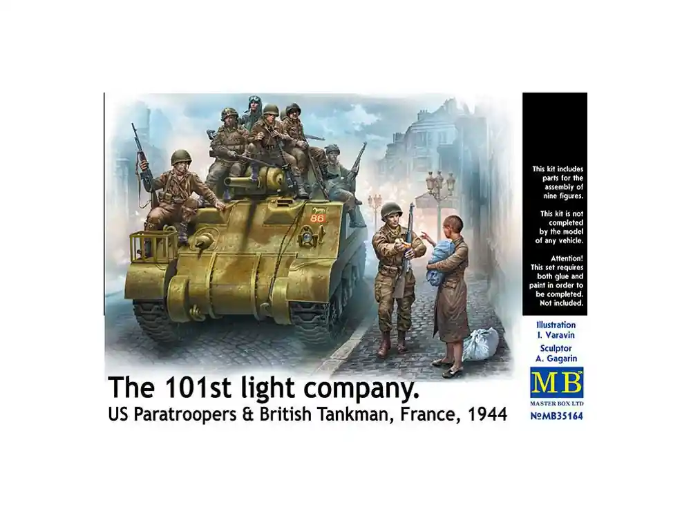 Master Box maquette figurines 35164 La 101e light compagny Parachutistes US et tankistes Britanniques France JUIN 1944 1/35 Must-Have