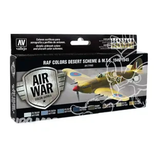Vallejo Set Model Air 71163 Camouflage RAF Desert & M.T.O. 1940-1945 8 x 17ml Meilleur Prix