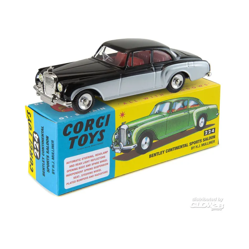 Miniature 224 Bentley Continental Black and Silver Super Prix