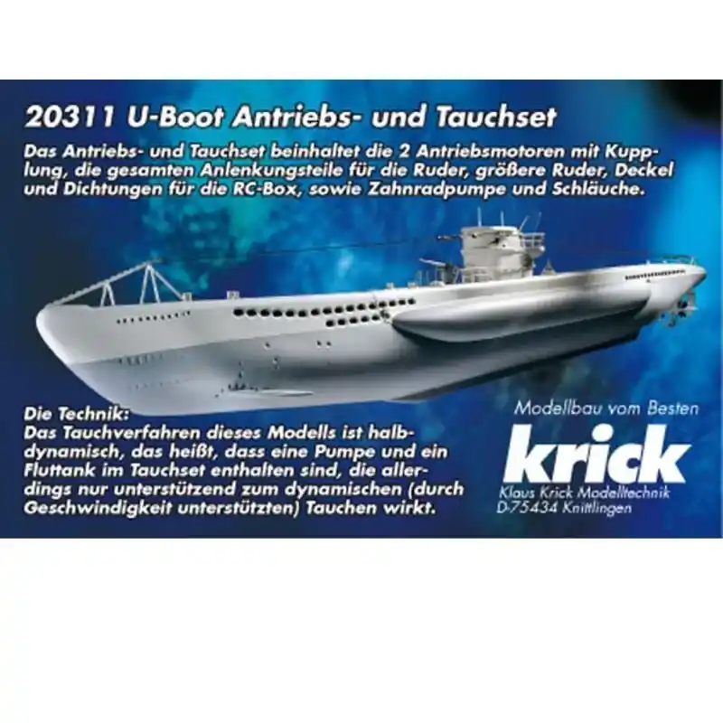 Prix Promo Bateau RC électrique Kit de motorisation U-BOOT de KRICK