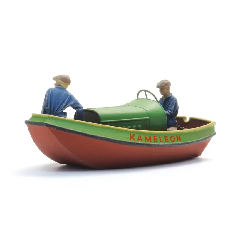 Produit De Marque Bateau à Moteur Frison en Acier + 2 Figurines - Artitec 387.587 - HO 1/87