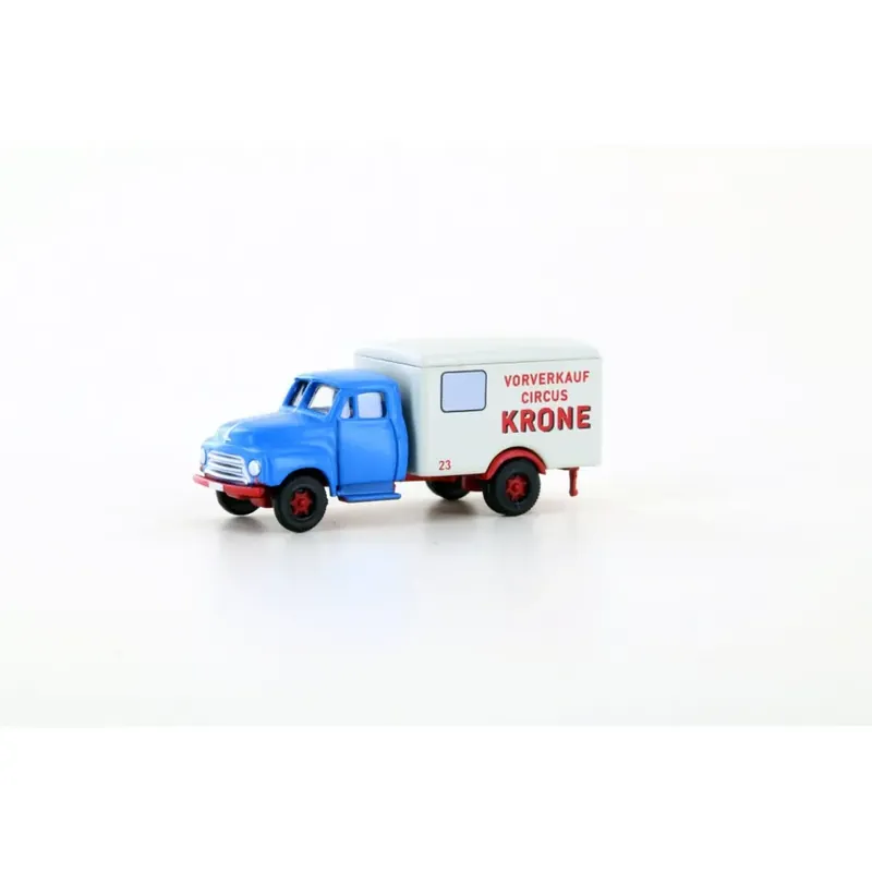 Camionnette - LEMKE 3236 - Opel Blitz Circus Krone - Échelle N 1/160 - EP II / III - Bleu / blanc Super Prix