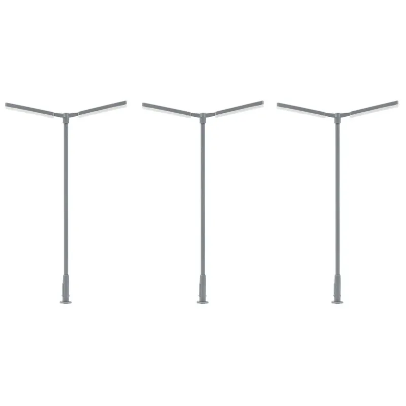Achat Immédiat Lot de 3 lampadaires à deux bras avec LED - Faller 180122 - HO 1/87