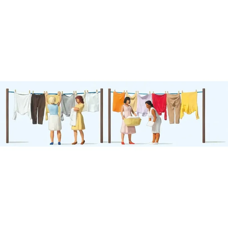 Lot de 4 Femmes étendant du Linge -HO 1 87 - PREISER 10741 Offre Spéciale