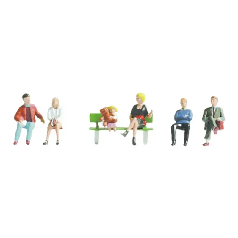 Lot de 6 personnages citadins assis adultes et enfant SAI 333 - HO 1/87 Prix Réduit