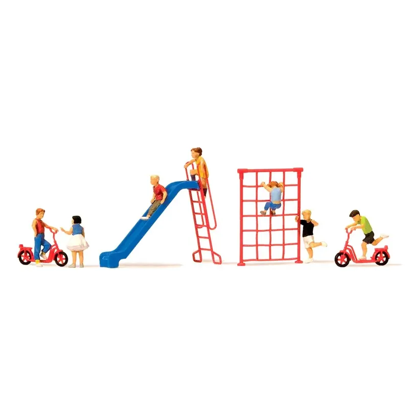 Lot de 7 enfants + Air de Jeux - PREISER 10616 - HO 1/87 Vente Flash