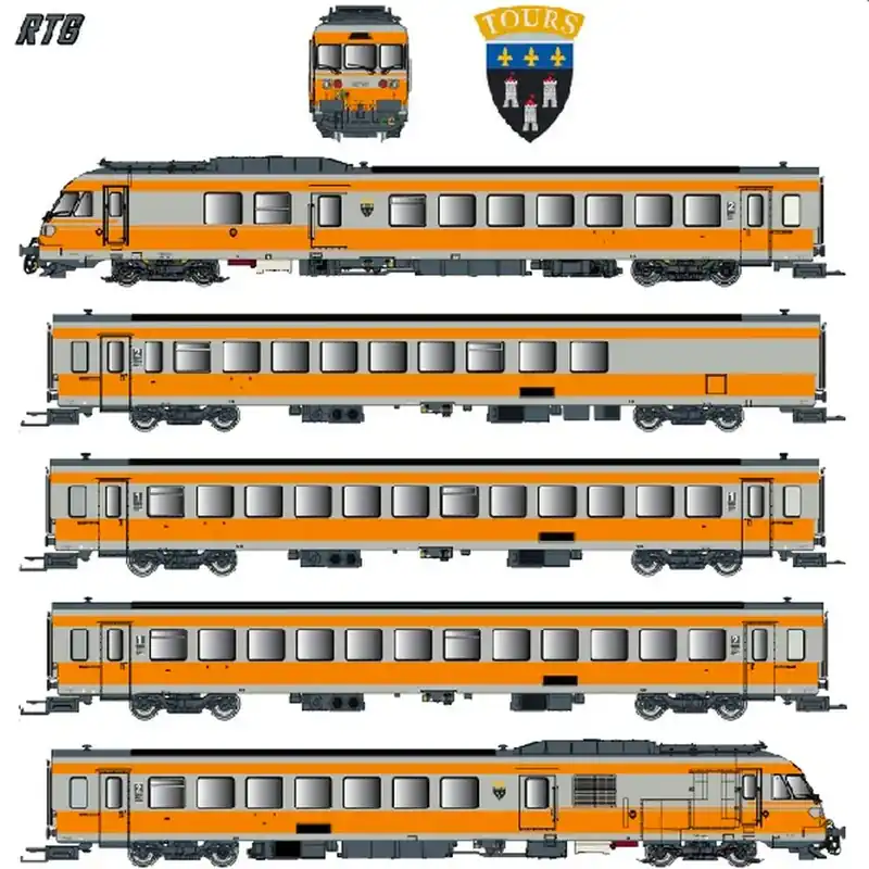 Prix Bas Rame RTG 5 éléments N°37 dépôt de Caen - EPM 221504 - HO 1/87 - SNCF - Ep V - Analogique - 2R