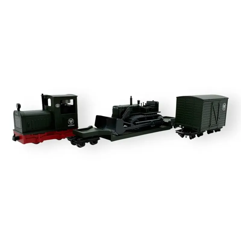 Set locotracteur + wagons & bulldozer - Minitrains 5096 - HOe 1/87 - Ep III-IV - Analogique - 2R Petit Prix