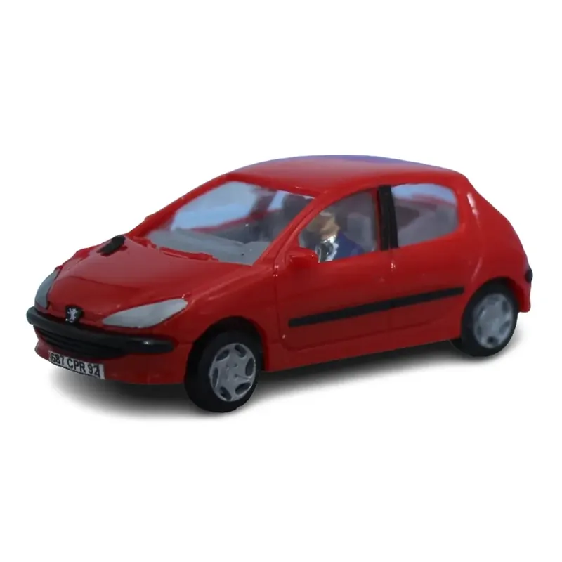Voiture Peugeot 206 rouge Aden, 5 portes, avec un conducteur SAI 1632 - HO 1/87 Top Vente
