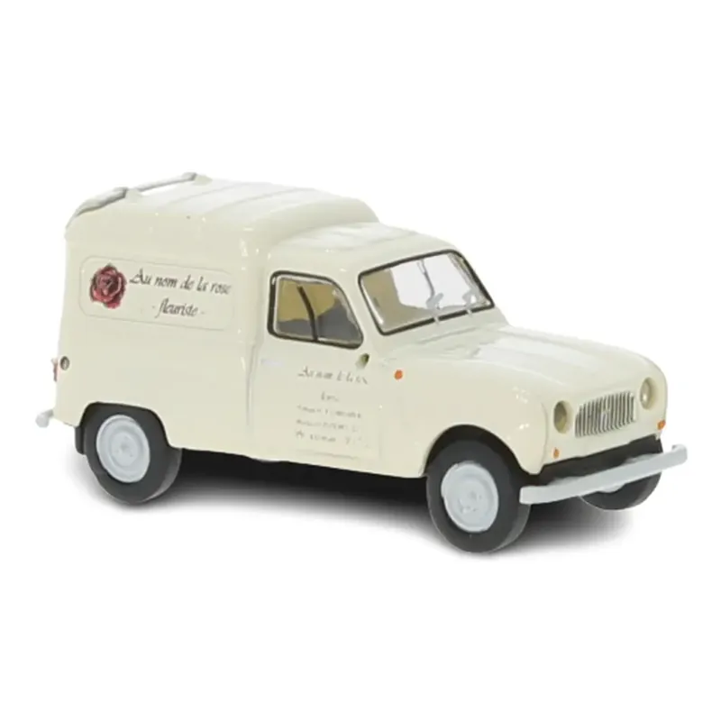 Remise Voiture Renault R4 Fourgon, fleuriste livrée beige Brekina 14759 - HO 1/87 -