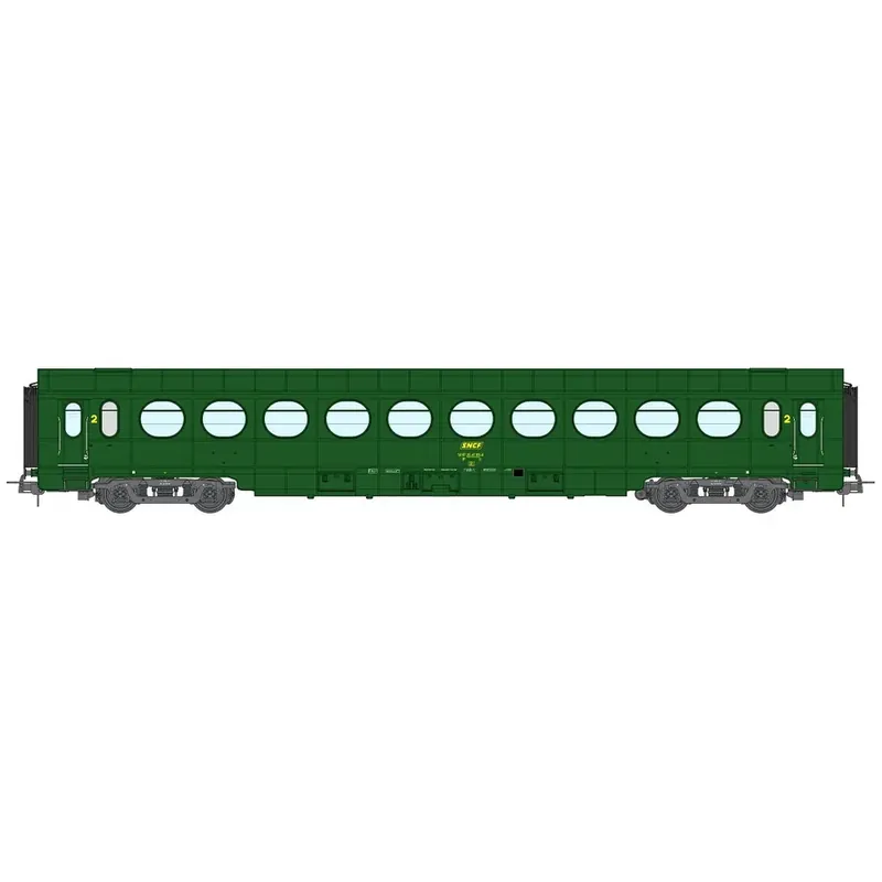 Certifié Voiture voyageurs Allégée ÉTAT "Saucisson", B10, vert 301 - Ree Modèles VB502 - SNCF - HO 1/87 - EP. IV - 2R