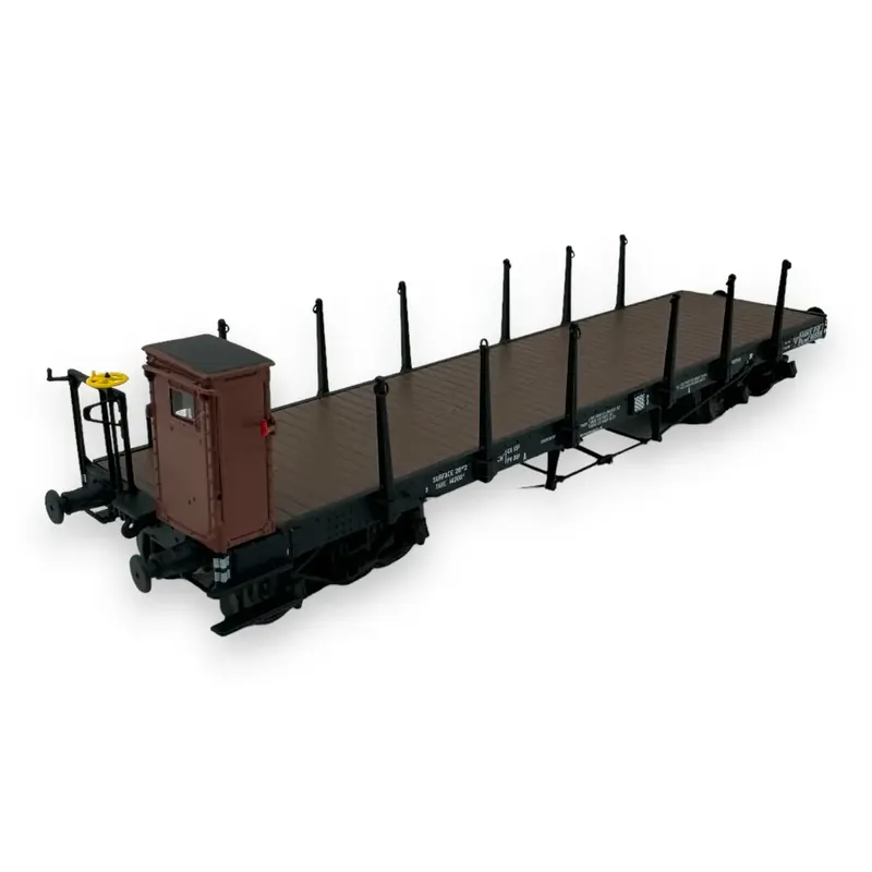 Promotion Wagon plat TP à Ranchers longs PO et guérite REE Modeles WB544 SNCF - HO 1/87