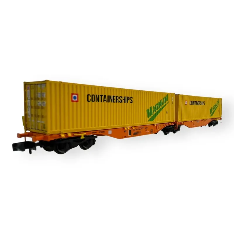 Commande En Gros Wagon Sggmrss 90 WASCOSA + 2 Conteneurs 45’ "CONTAINERSHIPS MAGNUM" - REE MODÈLES NW233 - N 1/160 - SNCF - VI