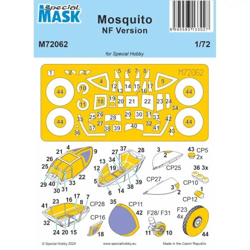 SPECIAL MASK M72062 MOSQUITO NF VERSION CANOPY MASK 1/72 Dernier Modèle