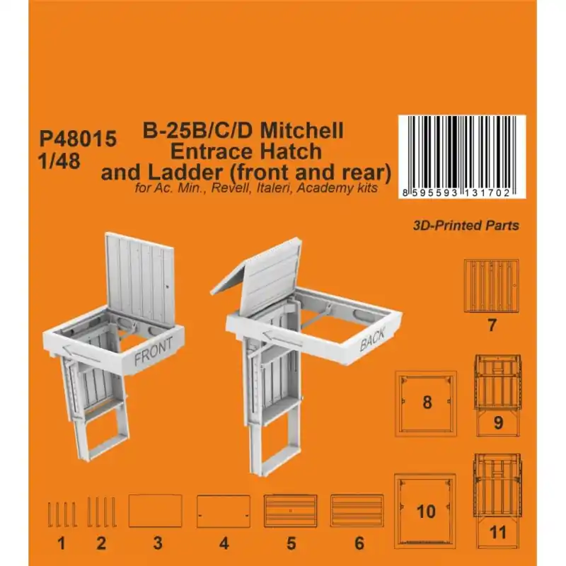 CMK 129-P48015 B-25B/C/D MITCHELL ENTRACE HATCH AND LADDER (FRONT AND REAR) 1/48 Petit Prix