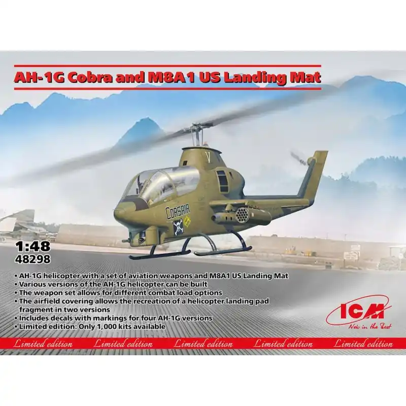 Authentique ICM 48298 MAQUETTE AH-1G COBRA AND M8A1 US LANDING MAT LIMITED EDITION! 1/48