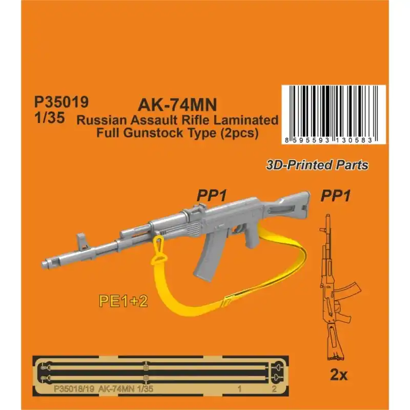 Jusqu'à Épuisement Des Stocks CMK 129-P35019 FUSIL D‘ASSAUT SOVIÉTIQUE/RUSSE AK-74MN / CROSSE LAMINÉE COMPLÈTE DE TYPE 1/35 (2 PIÈCES)
