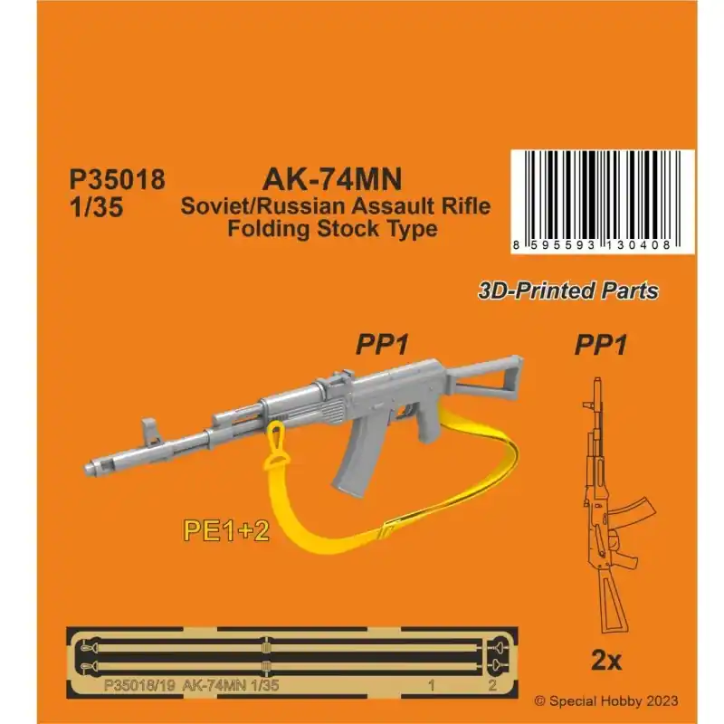 Produit De Marque CMK 129-P35018 AK-74MN FUSIL D‘ASSAUT SOVIÉTIQUE/RUSSE / STOCK PLIABLE TYPE 1/35 (2 PCS.)