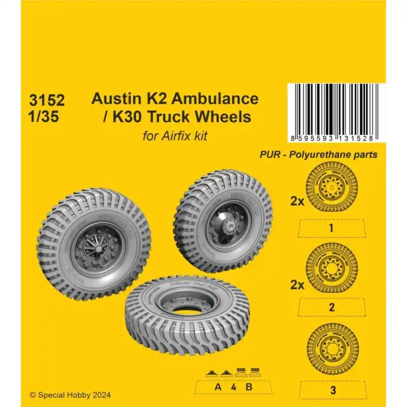 Nouvelle Collection CMK 129-3152 AUSTIN K2 AMBULANCE / K30 TRUCK WHEELS 1/35 / FOR AIRFIX KITS