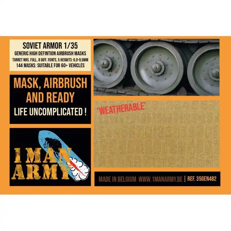 1 MAN ARMY 35GEN482 MASK TOURELLE SOVIETIQUE NRS HAUTEURS 6 - 9,5 MM 1/35 GÉNÉRIQUE Offre Limitée