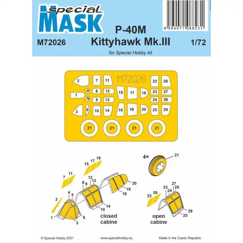 SPECIAL MASK M72026 P-40M WARHAWK/KITTYHAWK MK.III MASK 1/72 Remise