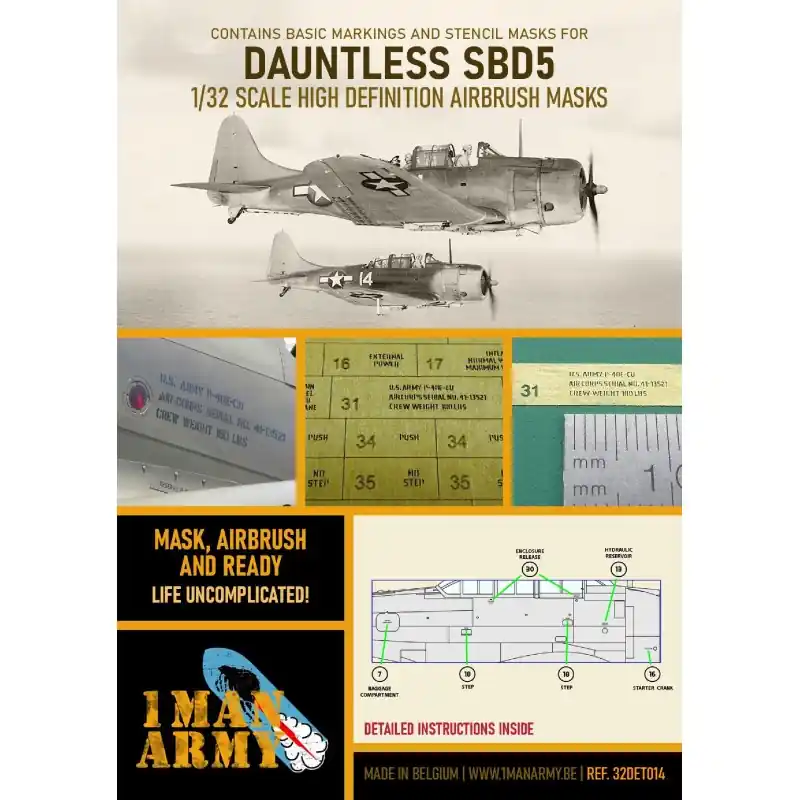 Acheter En Ligne 1 MAN ARMY 32DET014 MASK WH SBD-5 Dauntless 1/32