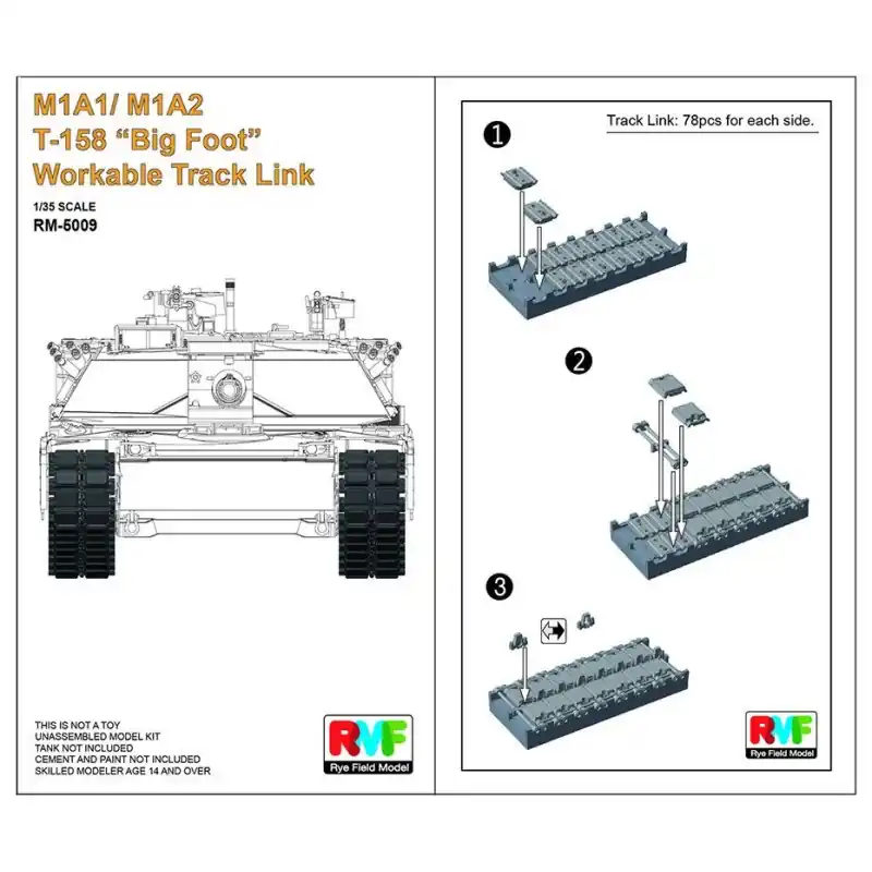 Top Vente RYE FIELD MODEL 5009 M1A1/ M1A2 T-158 1/35