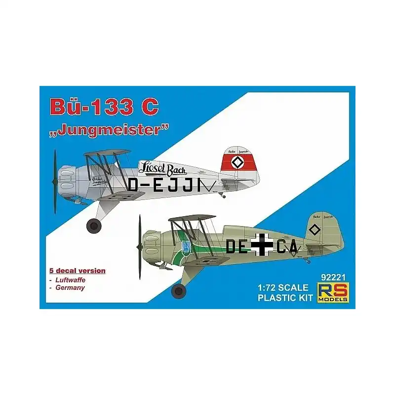 RS MODELS 92221 MAQUETTE BÜCKER 133 C "JUNGMEISTER" 1/72 (5 decal v. for Luftwaffe, Germany) Nouvel Arrivage
