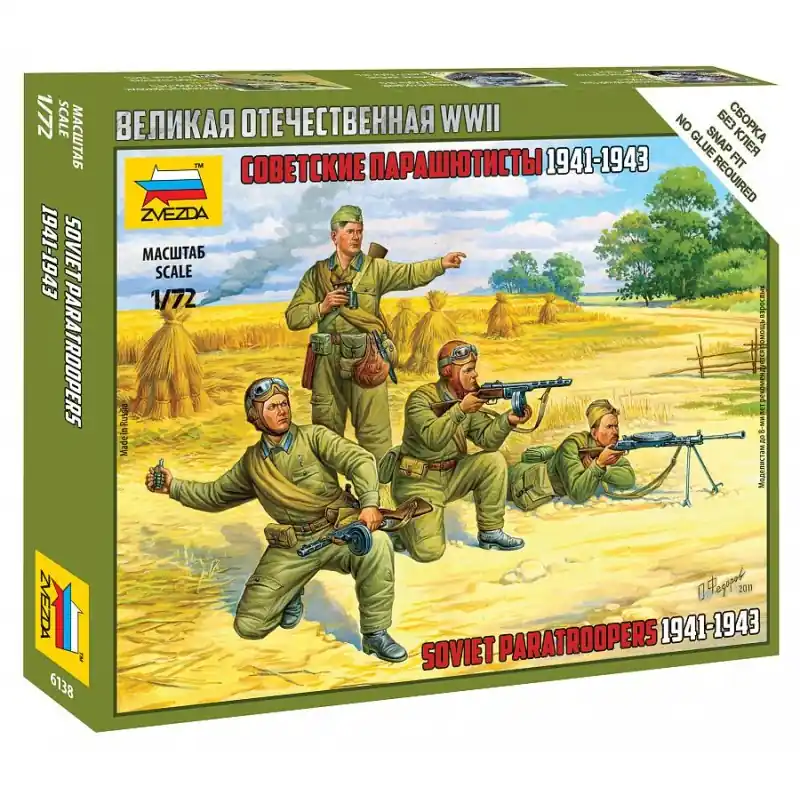 ZVEZDA 6138 MAQUETTE FIGURINES MILITAIRE PARACHUTISTES SOVIETIQUE 1/72 Seulement Aujourd'hui