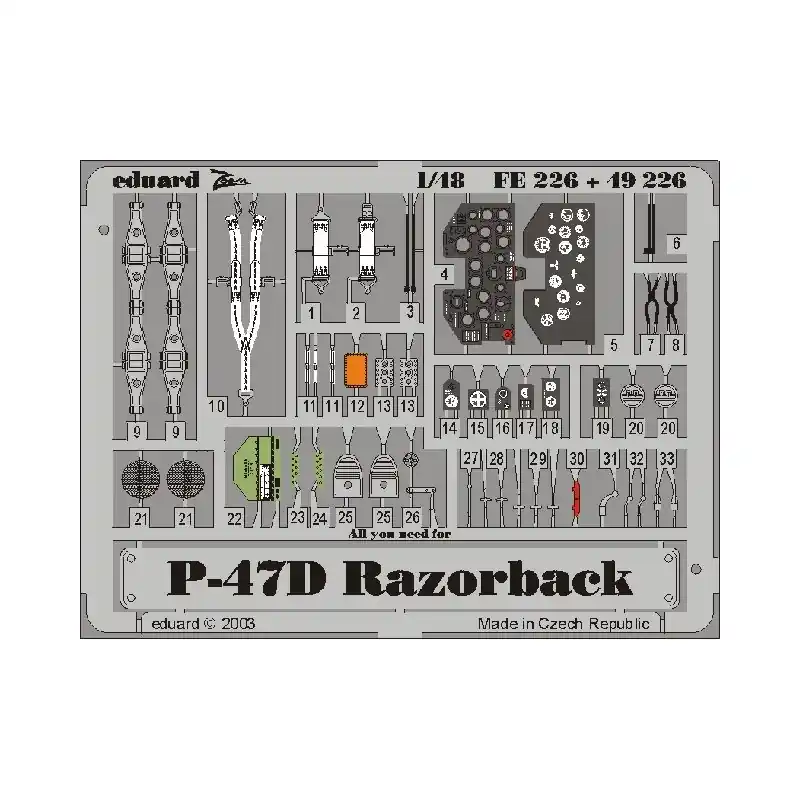Achat Immédiat EDUARD FE226 P-47D-20 (TAMIYA) 1/48
