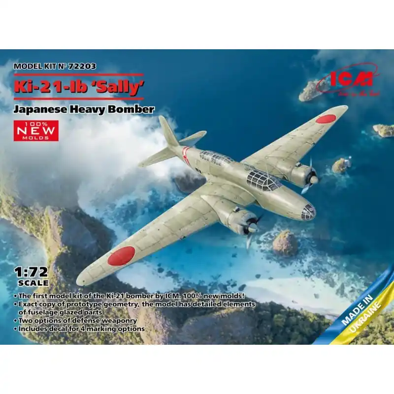 Authentique ICM 72203 MAQUETTE KI-21-IB ‘SALLY‘, JAPANESE HEAVY BOMBER (100% NEW MOLDS) 1/72