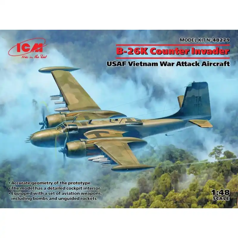 Dernière Chance ICM 48279 MAQUETTE B-26K COUNTER INVADER, USAF VIETNAM WAR ATTACK AIRCRAFT 1/48