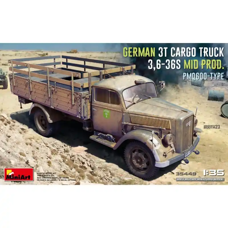 MINIART 35449 MAQUETTE GERMAN 3T CARGO TRUCK 3,6-36S MID PROD. PMQ600-TYPE 1/35 Super Prix