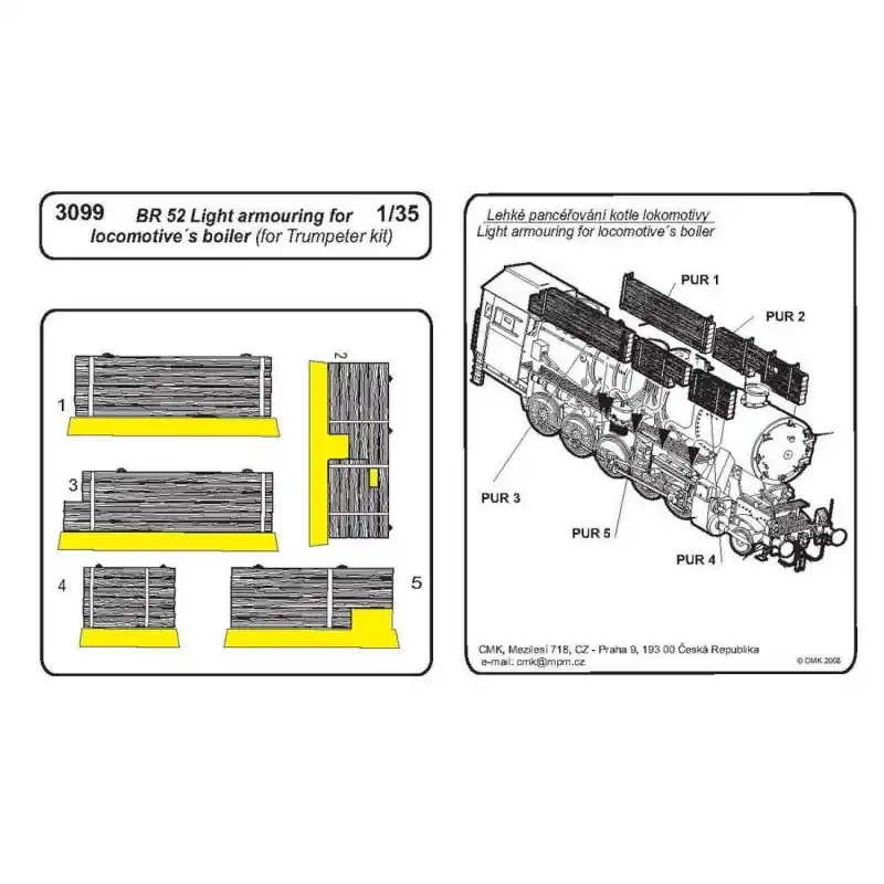 CMK 129-3099 BR-52 LIGHT ARM.FOR LOCOMOT.BOILER FOR TUMP. 1/35 Prix Choc