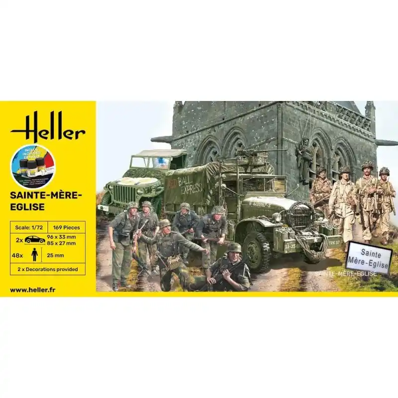 Acheter En Ligne HELLER 52327 COFFRET MAQUETTE MILITAIRE STARTER KIT SAINTE-MERE-EGLISE 1/72