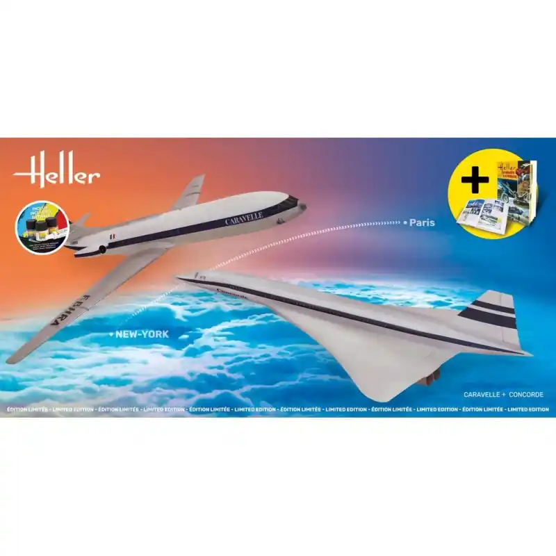 Paiement Sécurisé HELLER 52333 COFFRET MAQUETTE AVION STARTER KIT CARAVELLE + CONCORDE 1/100