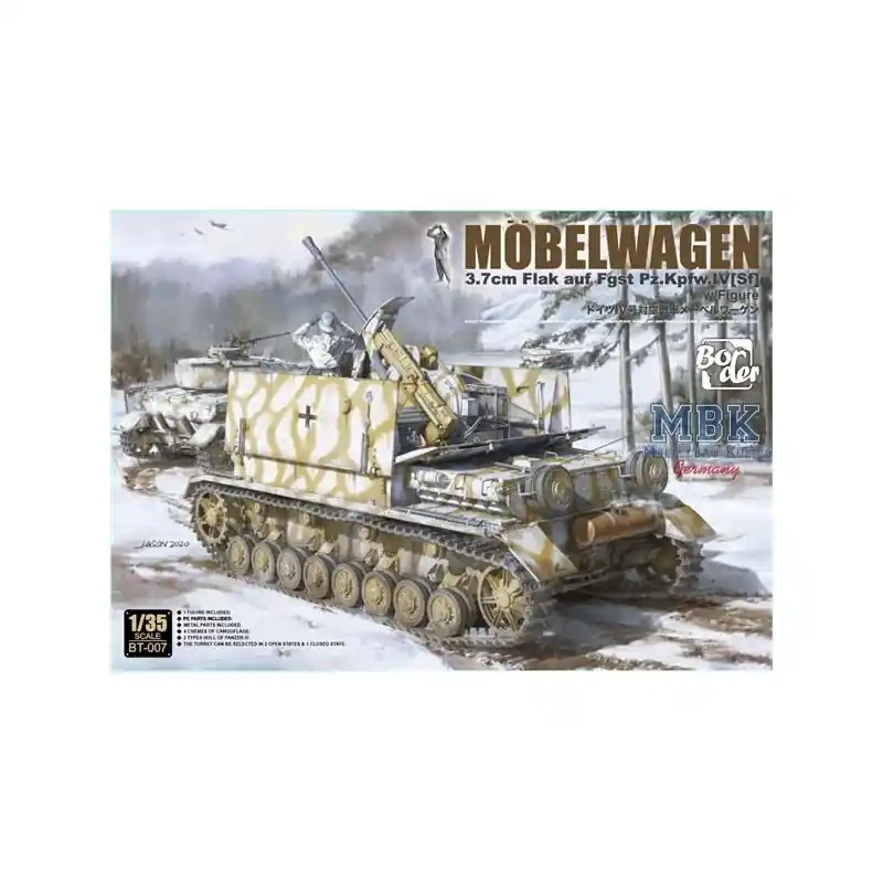 BORDER MODEL BT-007 MAQUETTE MILITAIRE MOBELWAGEN 3.7CM FLAK AUF FGST PZ.KPFW.IV [SF] AVEC FIGURINE 1/35 Commander Maintenant