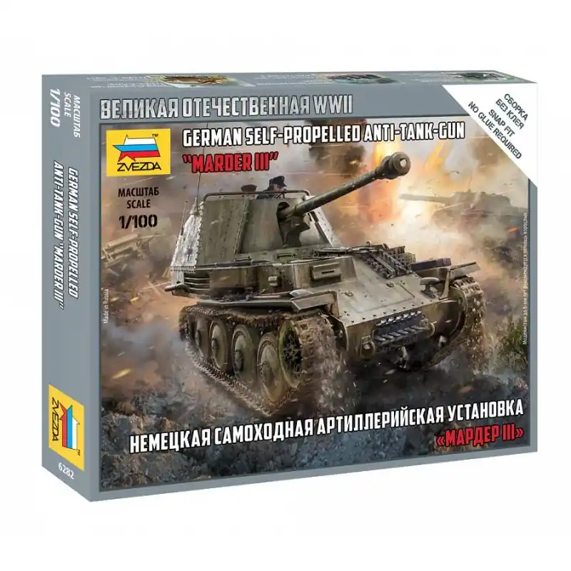 Dernier Modèle ZVEZDA 6282 MAQUETTE MILITAIRE MARDER III CANON AUTOMOTEUR ALLEMAND 1/100