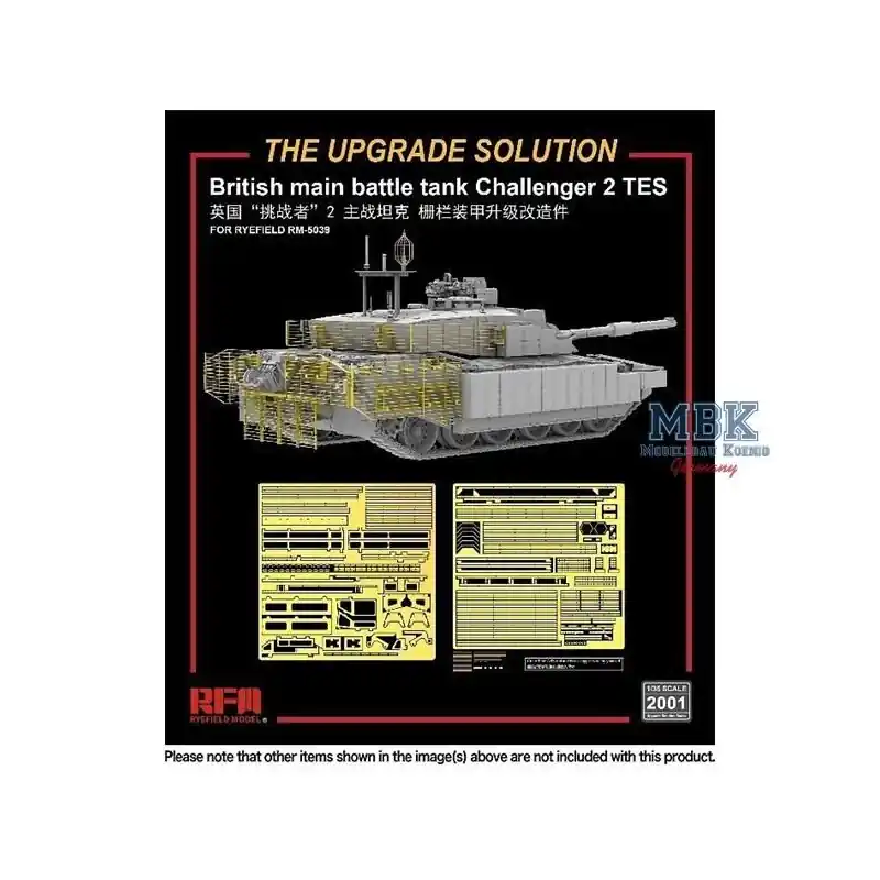 RYE FIELD 2001 MODEL BRITISH MBT CHALLENGER 2 TES UPGRADE SOLUTION 1/35 Petit Prix