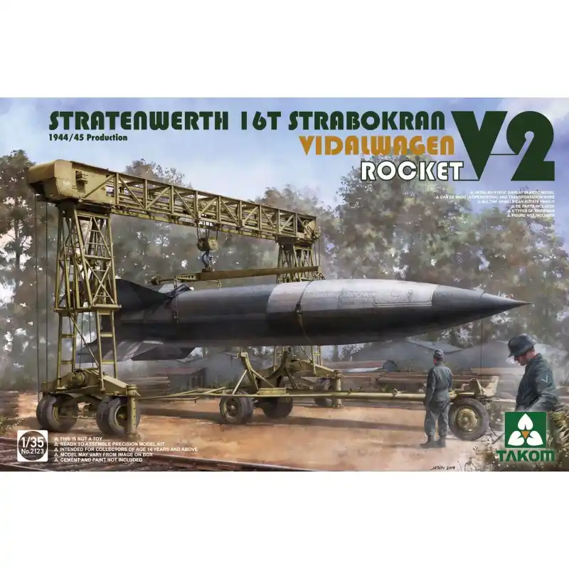 Authentique TAKOM 2123 GRUE STRATENWERTH 16T STRABOKRAN 1944/1945 PROD. REMORQUE VIDELWAGEN ET FUSÉE V.2 1/35