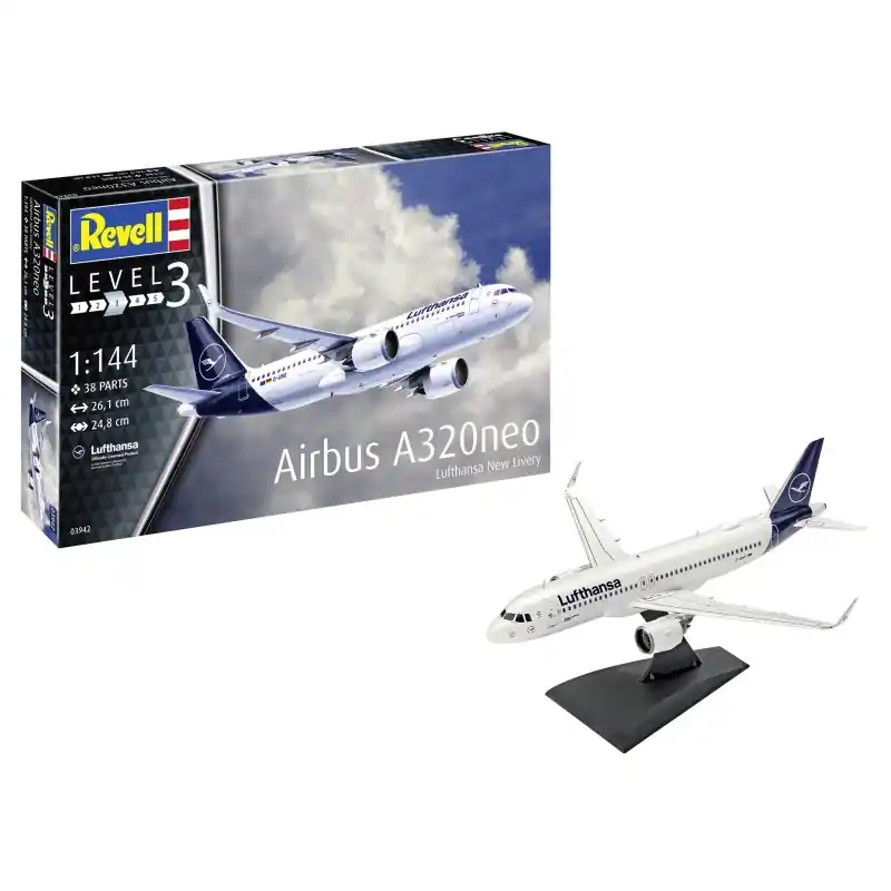 REVELL 63942 MODEL SET AIRBUS A320NEO "LUFTHANSA "NEW LIVERY" MAQUETTE AVEC ACCESSOIRES DE BASE 1/144 Retour Gratuit