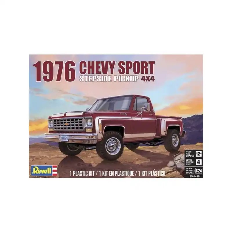 REVELL 14486 MONOGRAM 76 CHEVY SPORTS STEPSIDE PICKUP MAQUETTE REVELL 1/25 Authentique