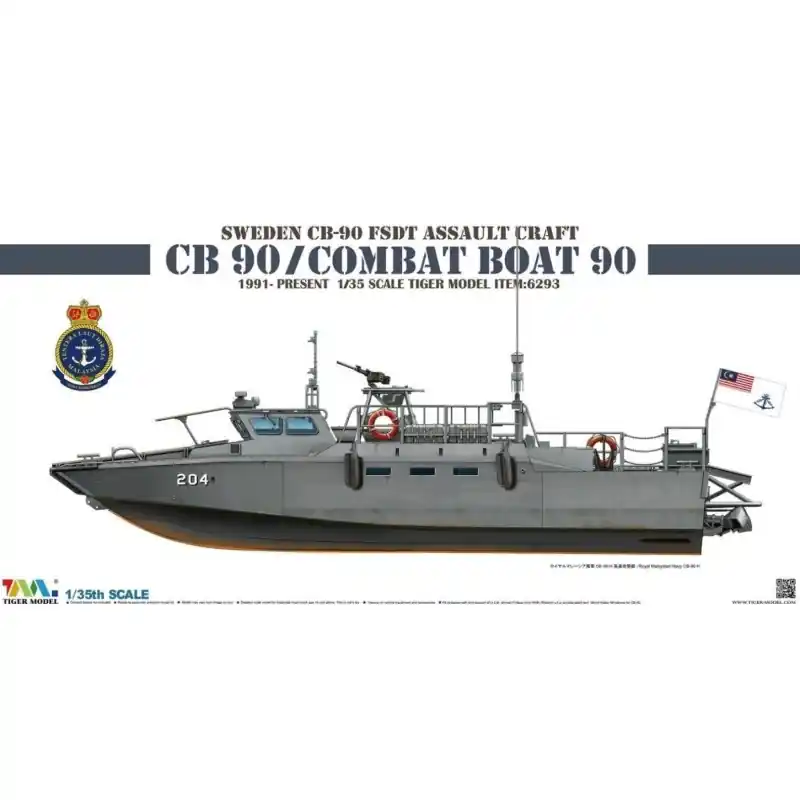 Réduction TIGER MODEL 6293 SWEDEN CB-90 FSDT ASSAULT CRAFT CB 90/COMBAT BOAT 90 1/35