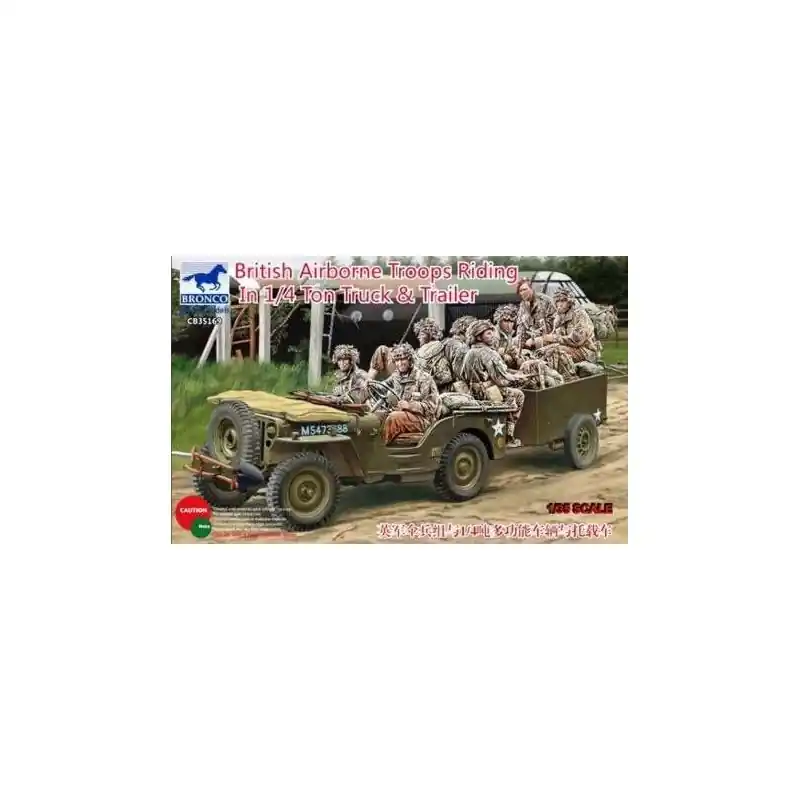 Retour Gratuit BRONCO CB35169 MAQUETTE MILITAIRE TROUPES AÉROPORTÉES BRITANNIQUES DANS UN CAMION 1/4 TONNE 1/35