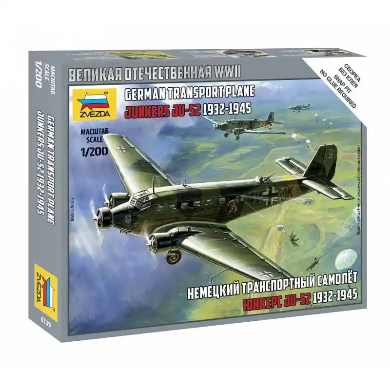ZVEZDA 6139 MAQUETTE AVION JUNKERS JU-52 1/200 Offre Exclusive
