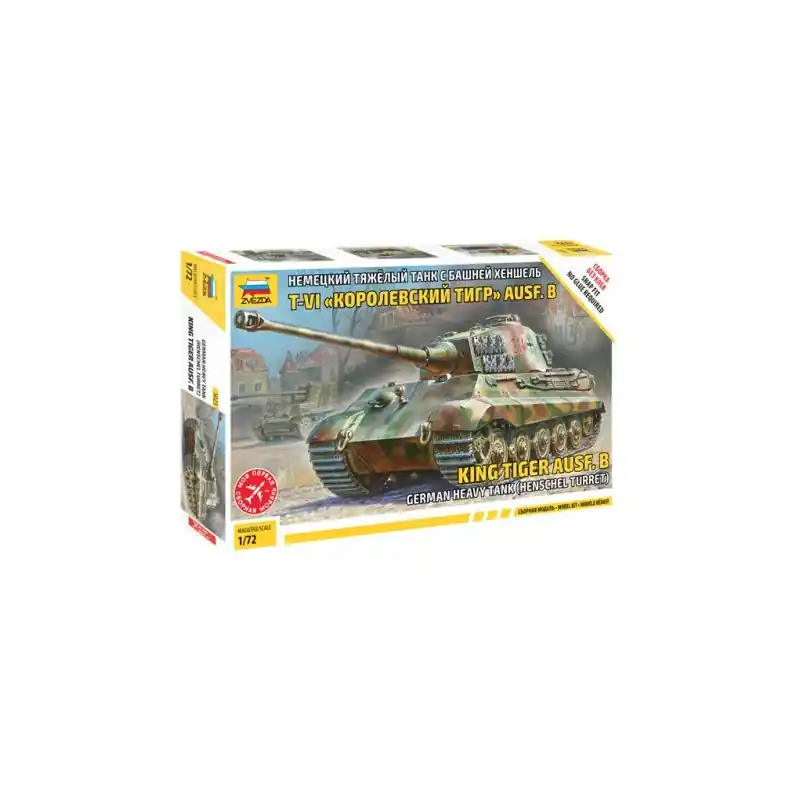 ZVEZDA 5023 MAQUETTE MILITAIRE KING TIGER AUSF.B TOURELLE HENSCHEL 1/72 Offre Limitée