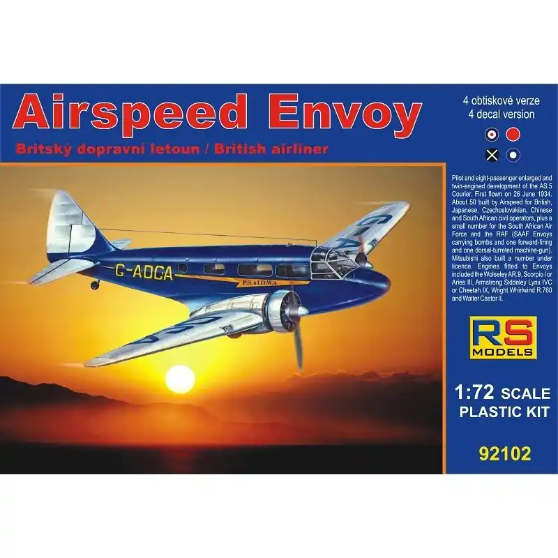 RS MODELS 92102 MAQUETTE AIRSPEED ENVOY LYNX ENGINE 1/72 Commander Maintenant