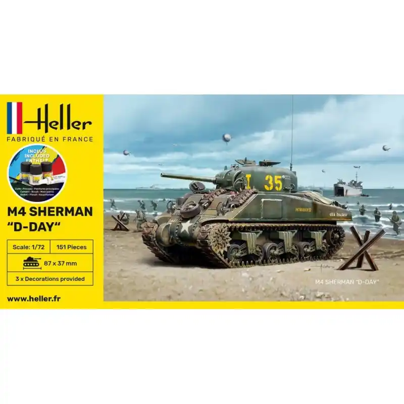 Petit Prix HELLER 56892 MAQUETTE STARTER KIT M4 SHERMAN D-DAY 1/72